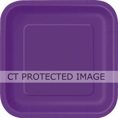  9 Inch Deep Purple Square Plates (pack quantity 14) 