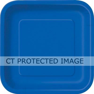  9 Inch Royal Blue Square Plates (pack quantity 14) 