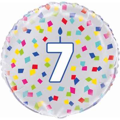 18 Inch Rainbow Confetti Number 7 Foil Balloon