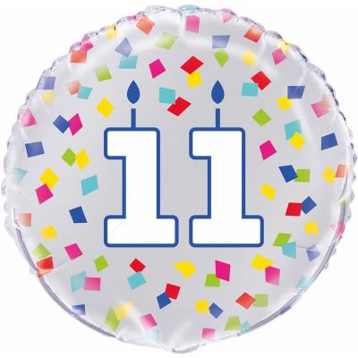 18 Inch Rainbow Confetti Number 11 Foil Balloon