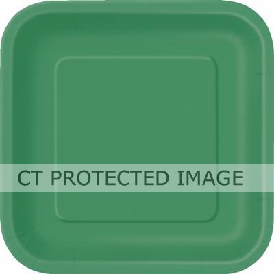  9 Inch Emerald Green Square Plates (pack quantity 14) 
