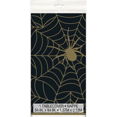 54x84 Inch Black/gold Spider Web Tablecover