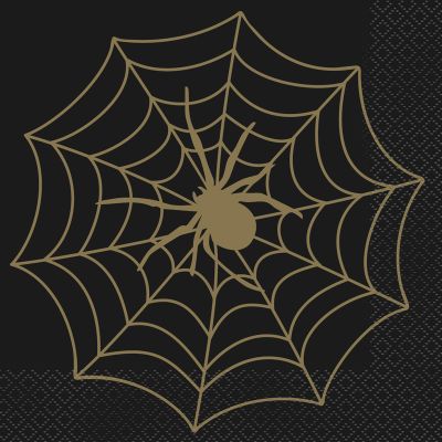  Black/gold Spider Web 33cm Napkins (pack quantity 16) 