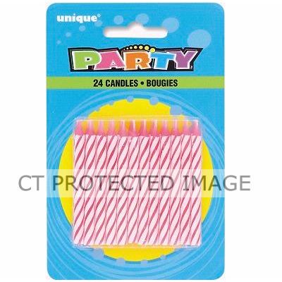  Spiral Birthday Pink Candles (pack quantity 24) 
