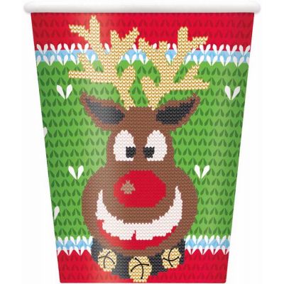  9oz Ugly Sweater Cups (pack quantity 8) 