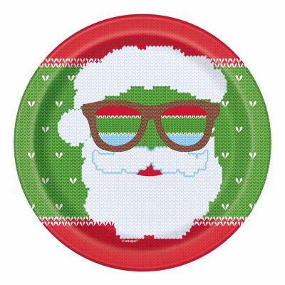  7 Inch Ugly Sweater Xmas Plates (pack quantity 8) 