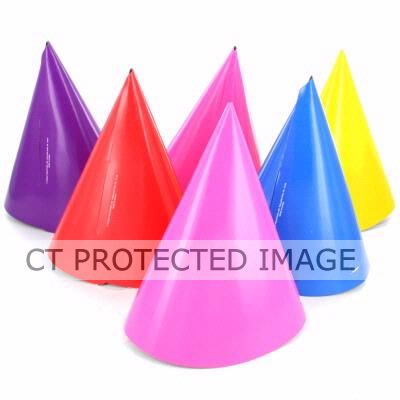  Assorted Colours Party Hats (pack quantity 8) 