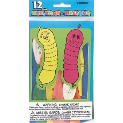  Squiggly Worm Balloons (pack quantity 12) 