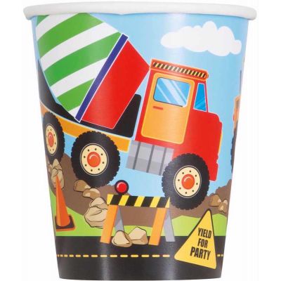  9oz Construction Party Cups (pack quantity 8) 