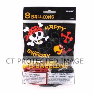  12 Inch Pirate Fun Birthday Balloons (pack quantity 8) 