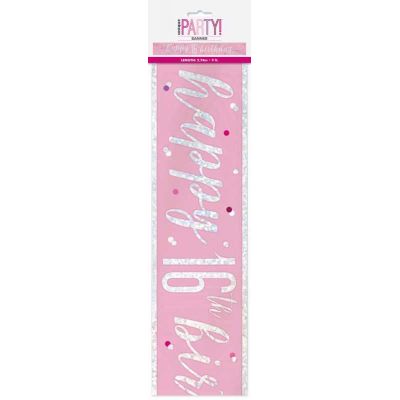 9ft Glitz Pink 16th Birthday Banner