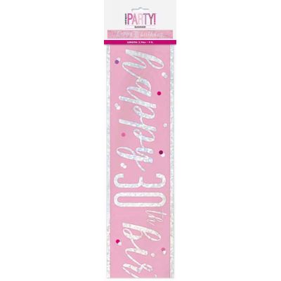 9ft Glitz Pink 30th Birthday Banner
