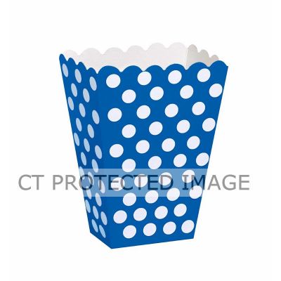  Royal Blue Dots Treat Boxes (pack quantity 8) 