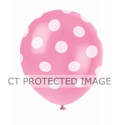  12 Inch Hot Pink Dots Balloons (pack quantity 6) 