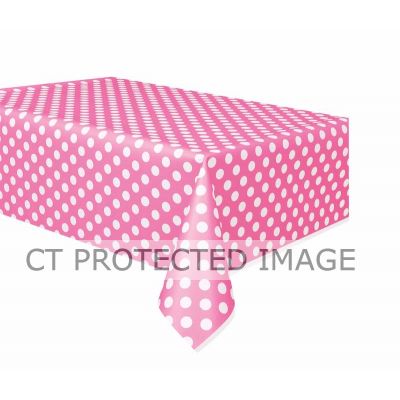 54x108 Inch Hot Pink Dots Table Cover