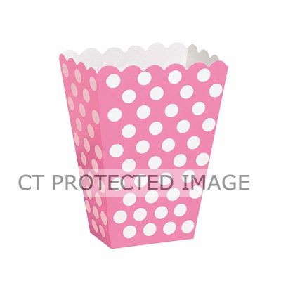  Hot Pink Dots Treat Boxes (pack quantity 8) 