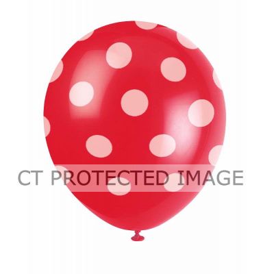  12 Inch Red Dots Balloons (pack quantity 6) 