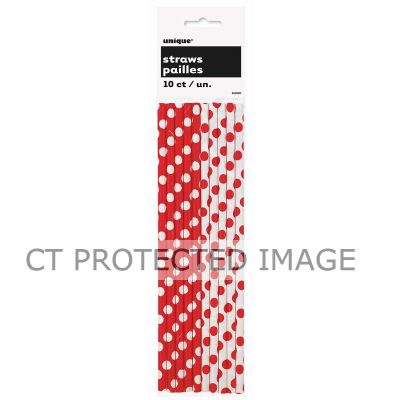  Red Dots Paper Straws (pack quantity 10) 