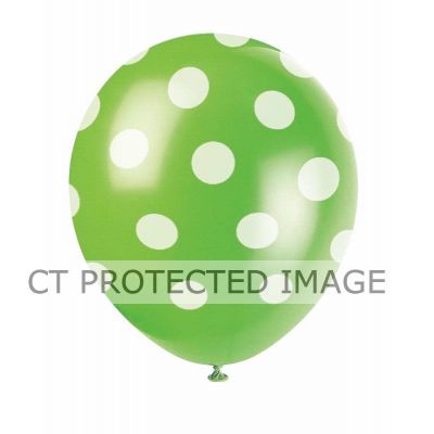  12 Inch Lime Green Dots Balloons (pack quantity 6) 