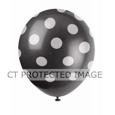  12 Inch Black Dots Balloons (pack quantity 6) 