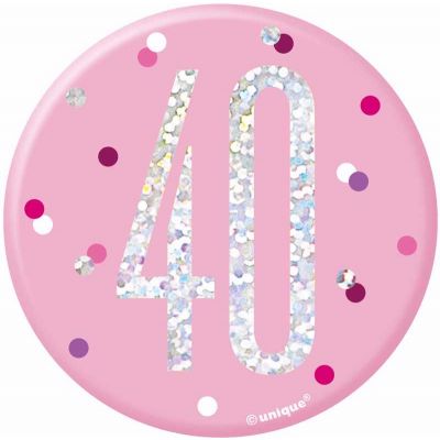 3 Inch Glitz Pink 40 Badge