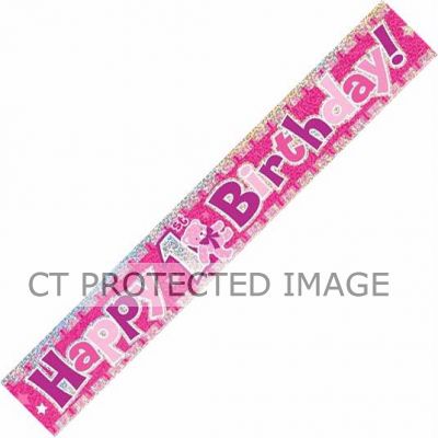 12ft 1st Birthday Pink Prismatic Banner