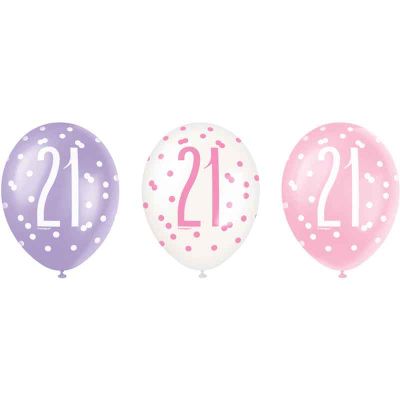 12 Inch Glitz Pink 21 Balloons (pack quantity 6)