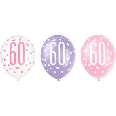 12 Inch Glitz Pink 60 Balloons (pack quantity 6)