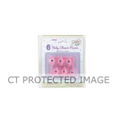  2.5 Inch Pink Baby Rattle Favours (pack quantity 6) 