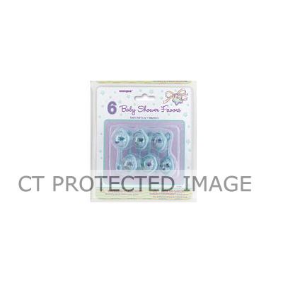  2.5 Inch Blue Baby Rattle Favours (pack quantity 6) 