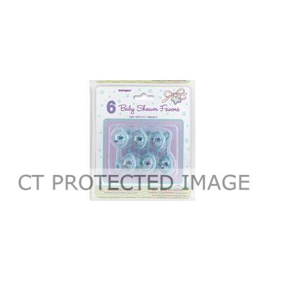  2.5 Inch Blue Baby Rattle Favours (pack quantity 6) 