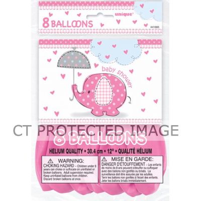  12 Inch Umbrellaphants Pink Balloons (pack quantity 8) 