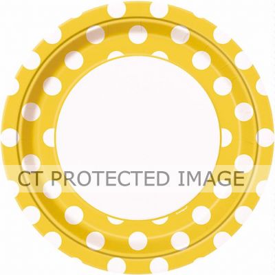  9 Inch Sunflower Yellow Dots Plates (pack quantity 8) 