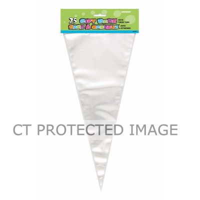  Large Clear Cone Cello Bags (pack quantity 25) 