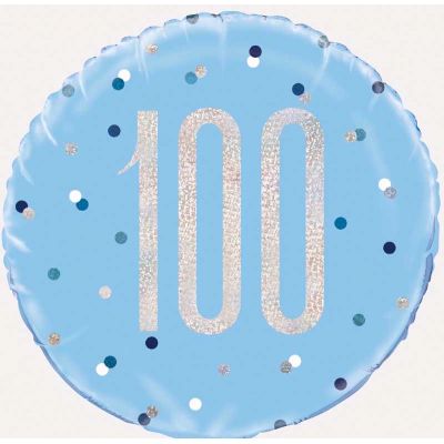 18 Inch Glitz Blue 100 Foil Balloon
