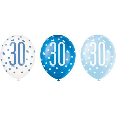  12 Inch Glitz Blue 30 Balloons (pack quantity 6) 