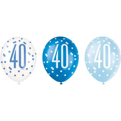  12 Inch Glitz Blue 40 Balloons (pack quantity 6) 