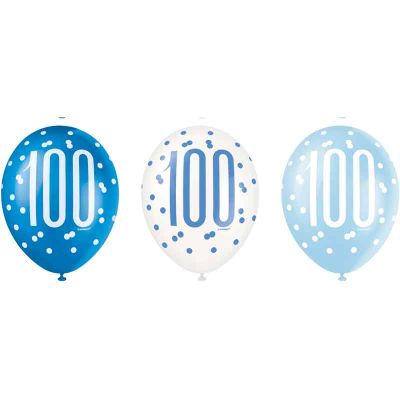  12 Inch Glitz Blue 100 Balloons (pack quantity 6) 