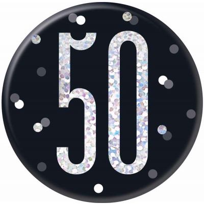 3 Inch Black Glitz 50 Badge