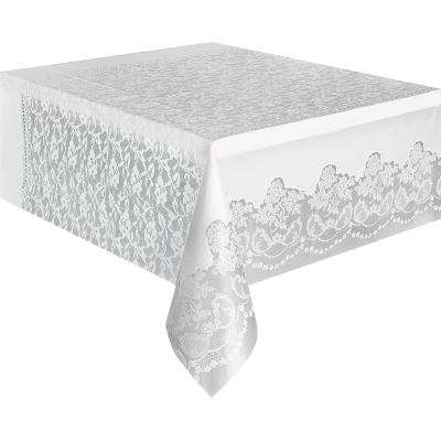 White Lace Plastic Tablecover