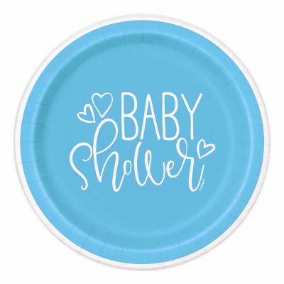  7 Inch Blue Baby Shower Plates (pack quantity 8) 