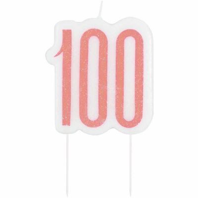 Birthday Glitz Rose Gold Number100 Candle