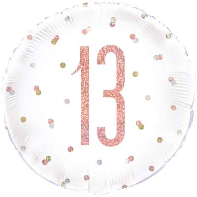 18 Inch Glitz Rose Gold 13 Foil Balloon