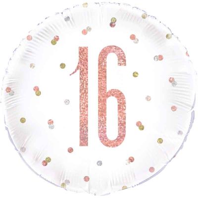 18 Inch Glitz Rose Gold 16 Foil Balloon