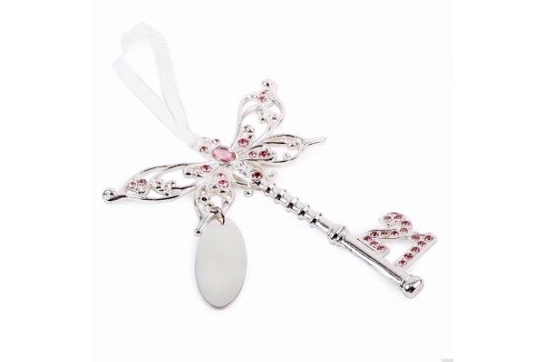 Butterfly 21st Birthday Pink Keyring