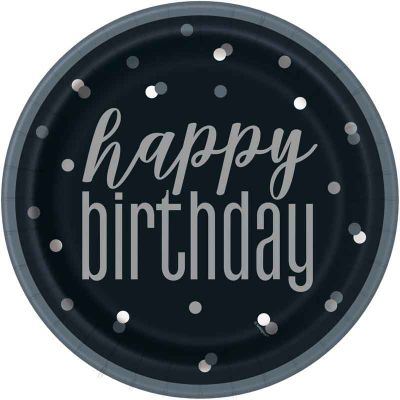  9 Inch Glitz Black & Silver Dots Plates (pack quantity 8) 