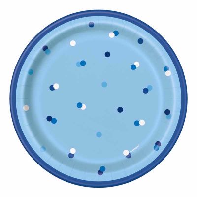  7 Inch Glitz Blue & Silver Dots Plates (pack quantity 8) 