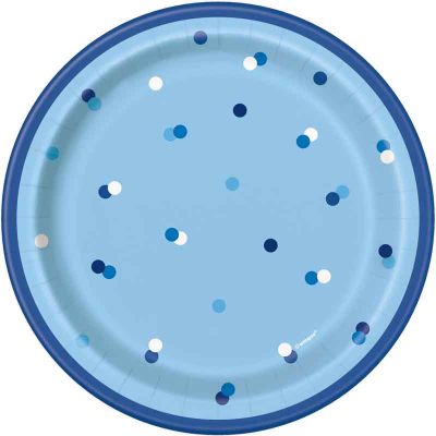  7 Inch Glitz Blue & Silver Dots Plates (pack quantity 8) 