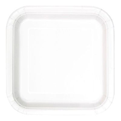  7 Inch Bright White Square Plates (pack quantity 16) 