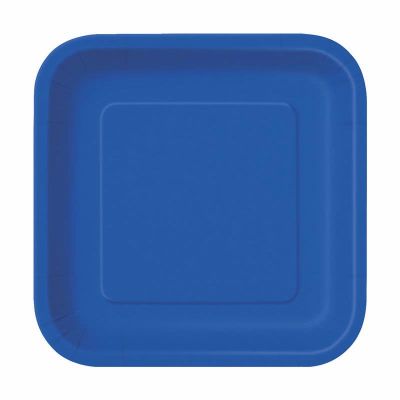  7 Inch Royal Blue Square Plates (pack quantity 16) 